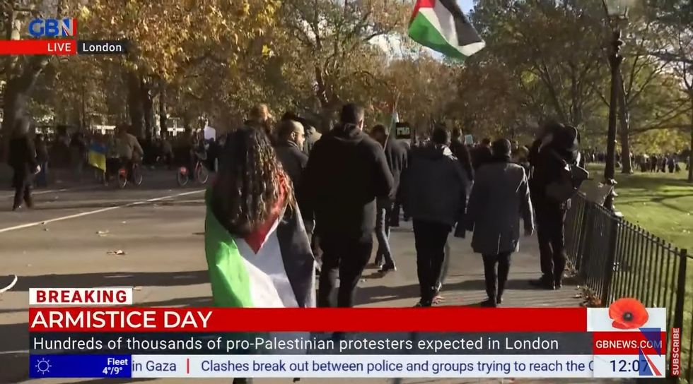 Pro-Palestinian protesters gather at Hyde Park