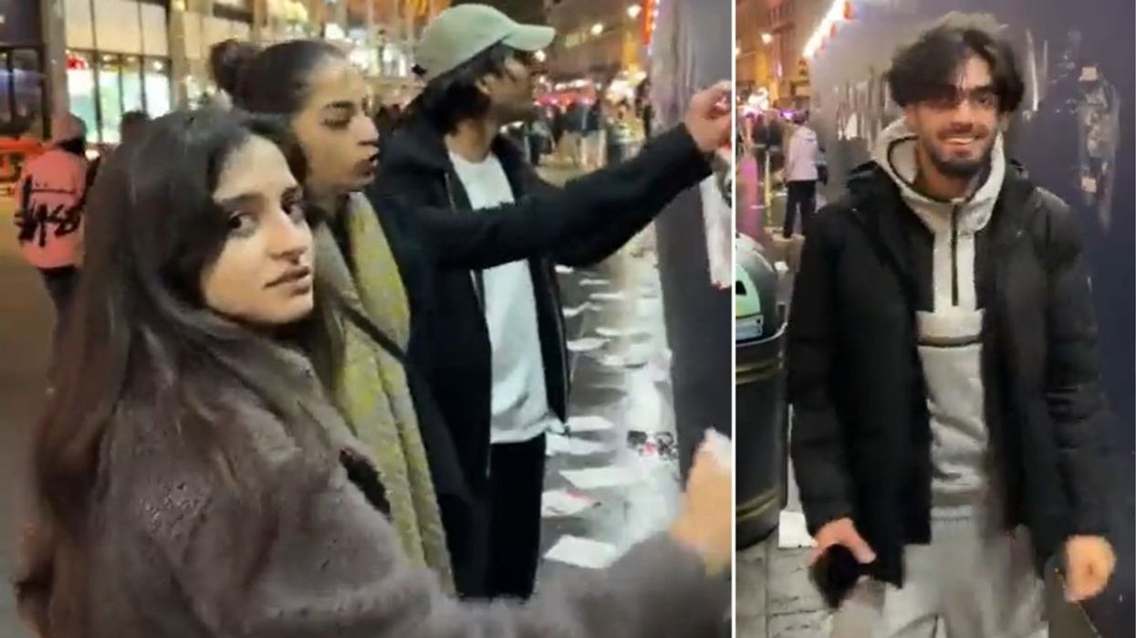 Pro-Palestinian protesters were caught smiling as they were videoed tearing down posters dedicated to Israeli hostages