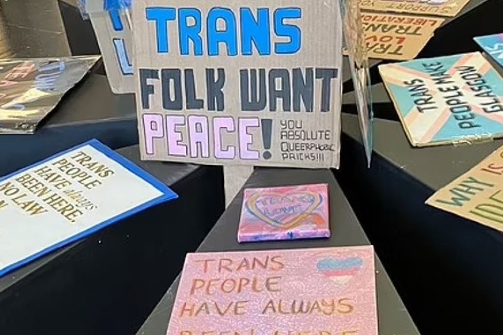 Pro-trans placards
