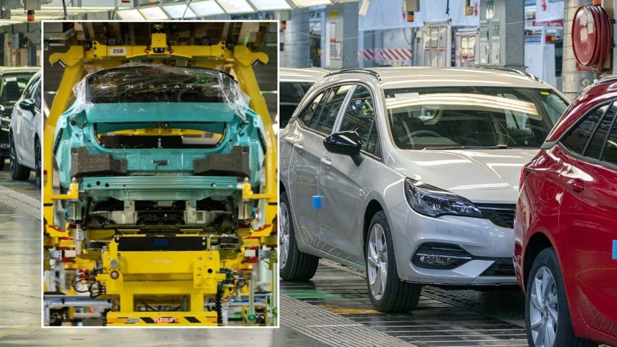 Production of the Nissan Leaf EV in Sunderland and a Vauxhall production line