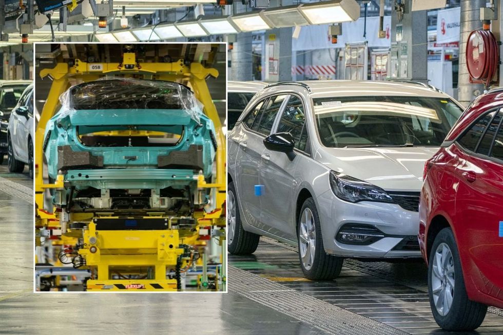 Production of the Nissan Leaf EV in Sunderland and a Vauxhall production line