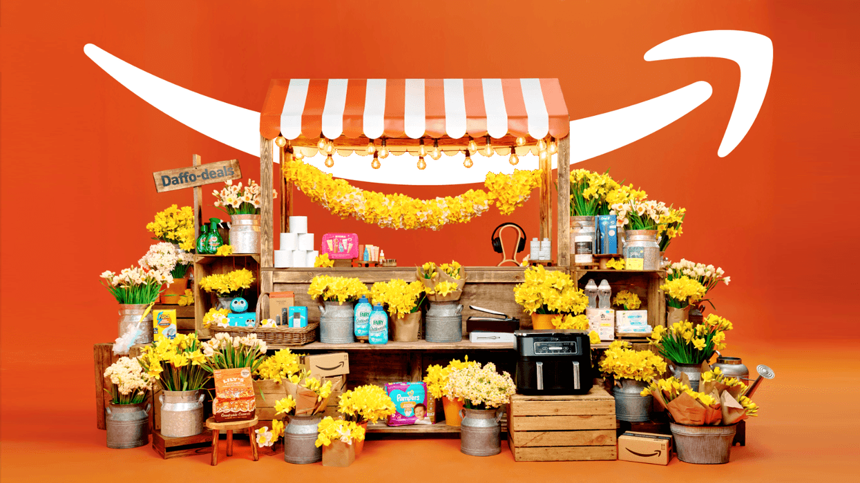 products from Amazon displayed on top of orange boxes
