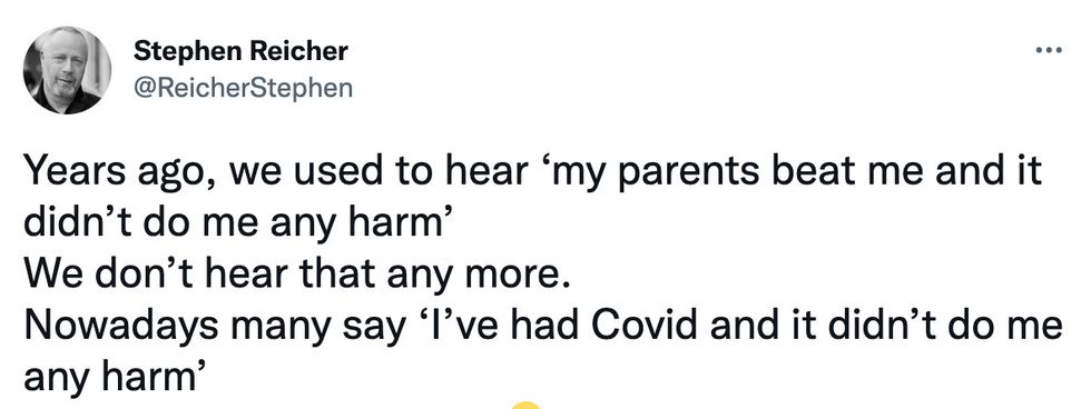 Professor Reicher posted the comments on Twitter