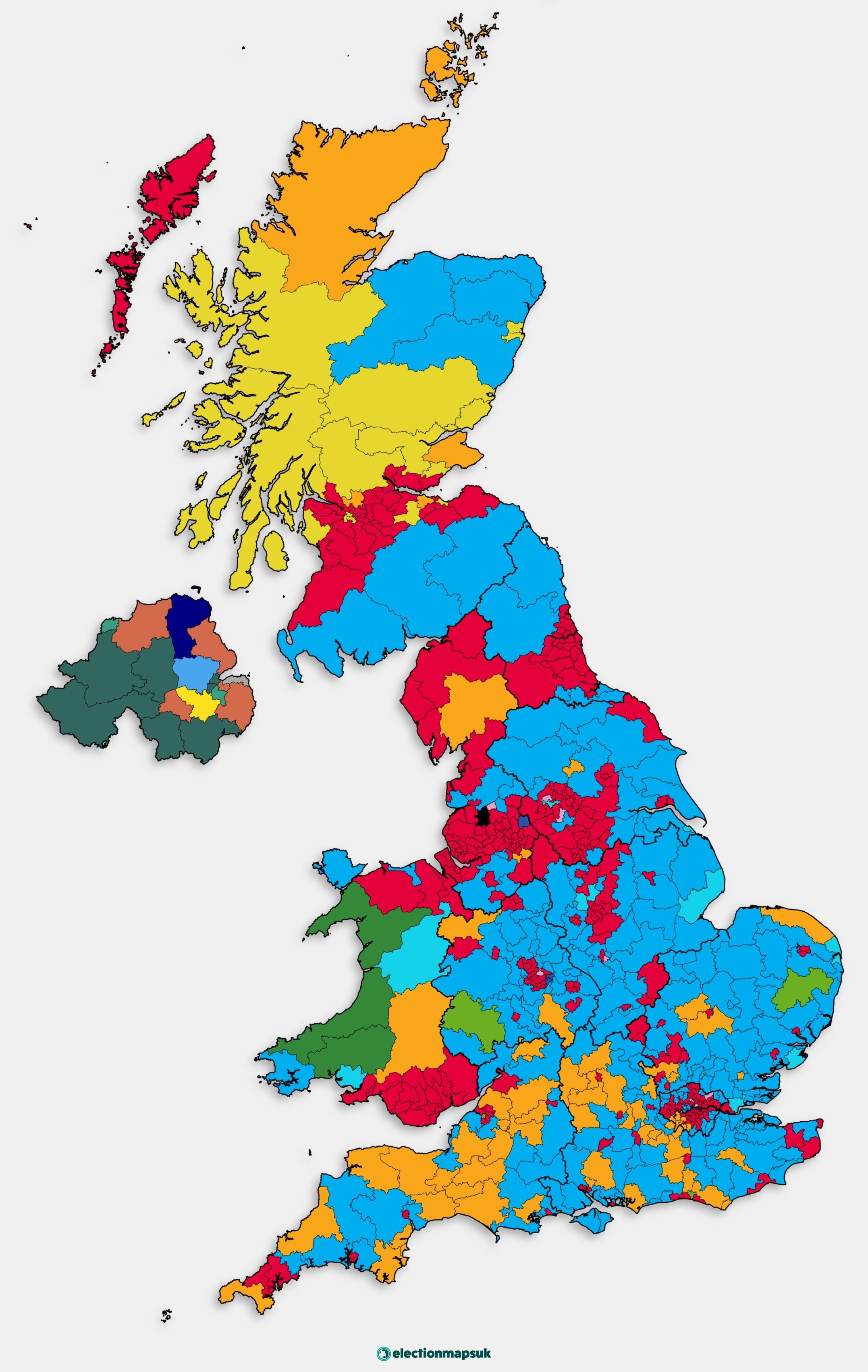 Projected electoral map of Britain