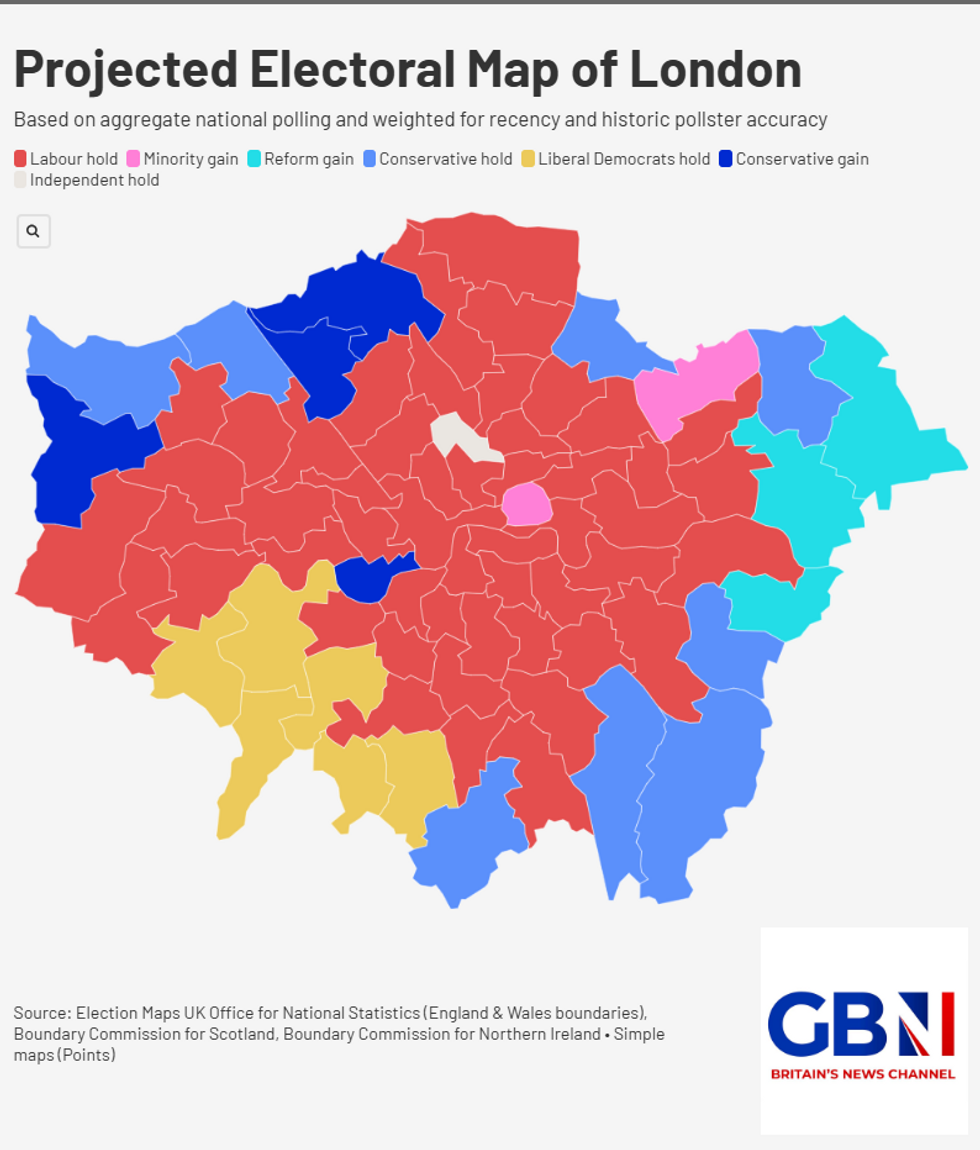 Projected electoral map of London