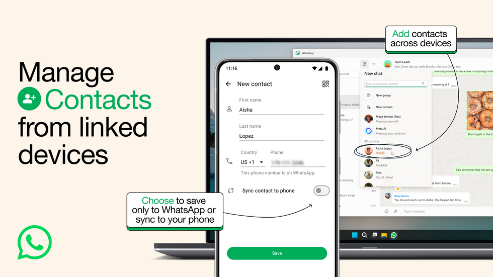 promotional image showing how to manage contacts from other devices