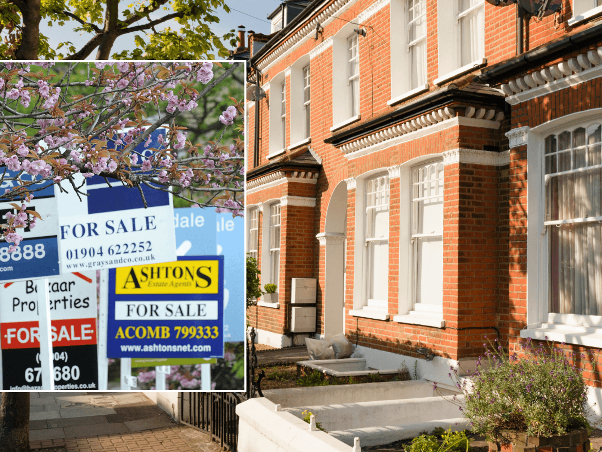 Property for sale signs / houses in London