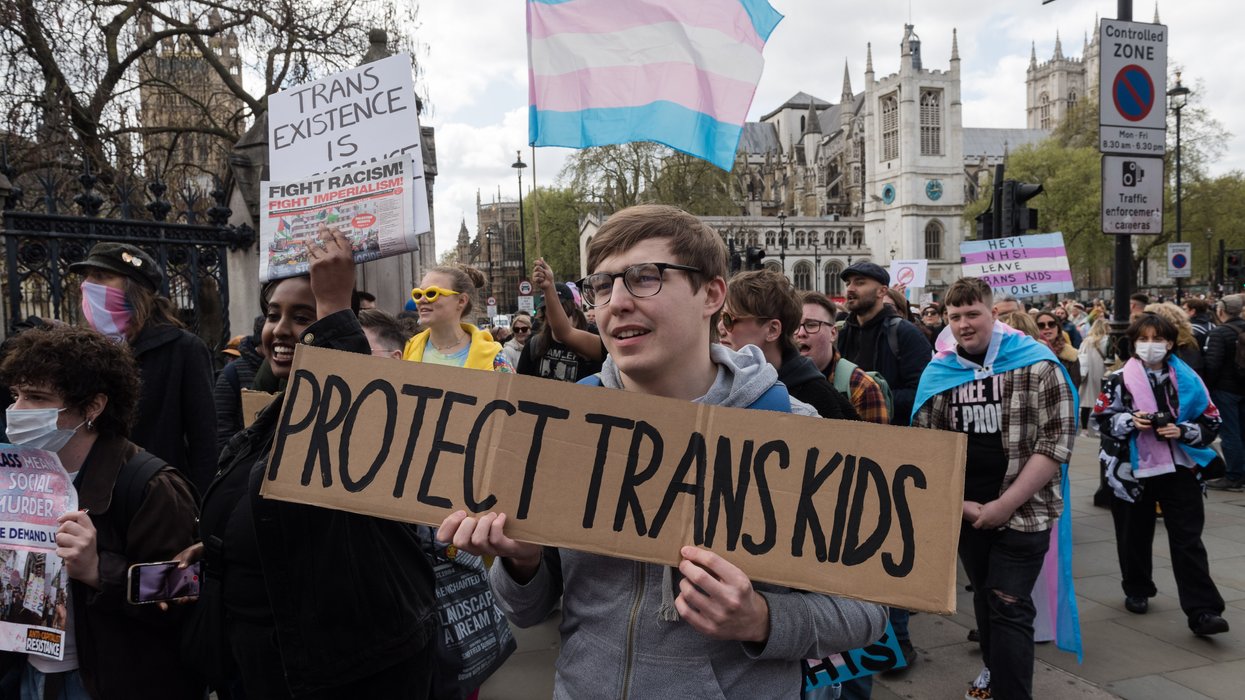 Protest against ban on puberty blockers in London earlier this year