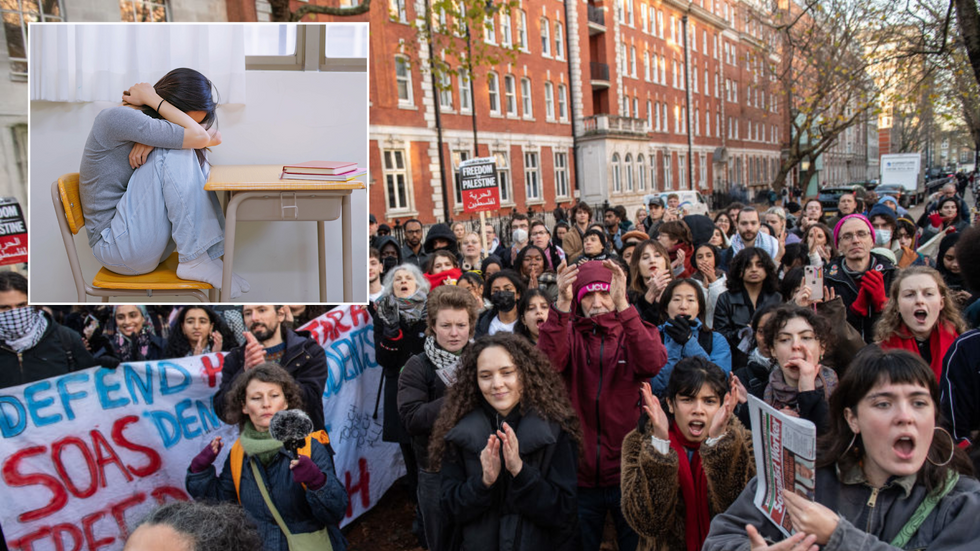 Protest and afraid student
