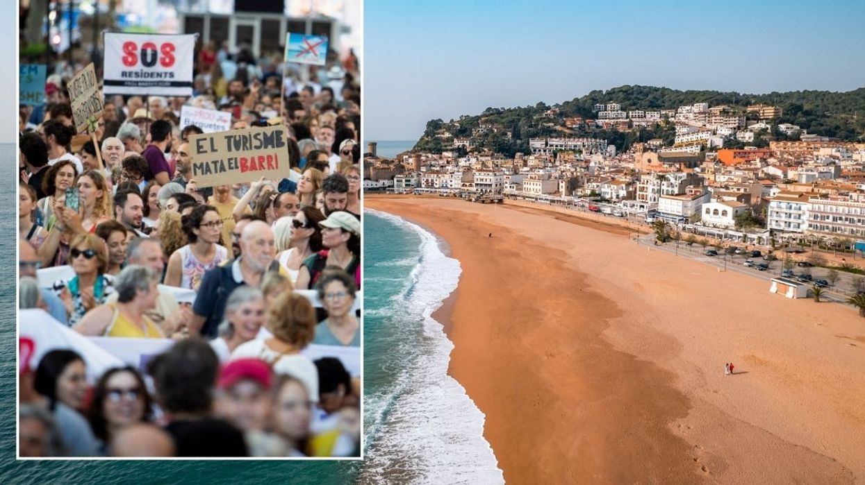 Protest in Majorca / Spain beach