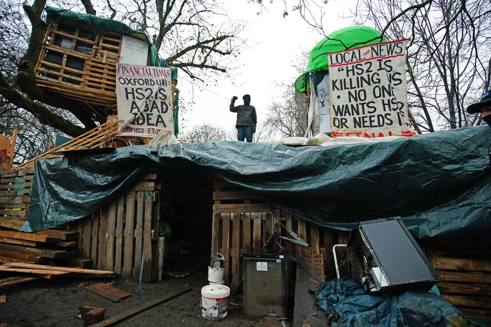 Protester encampment in Euston Square Gardens in January 2021