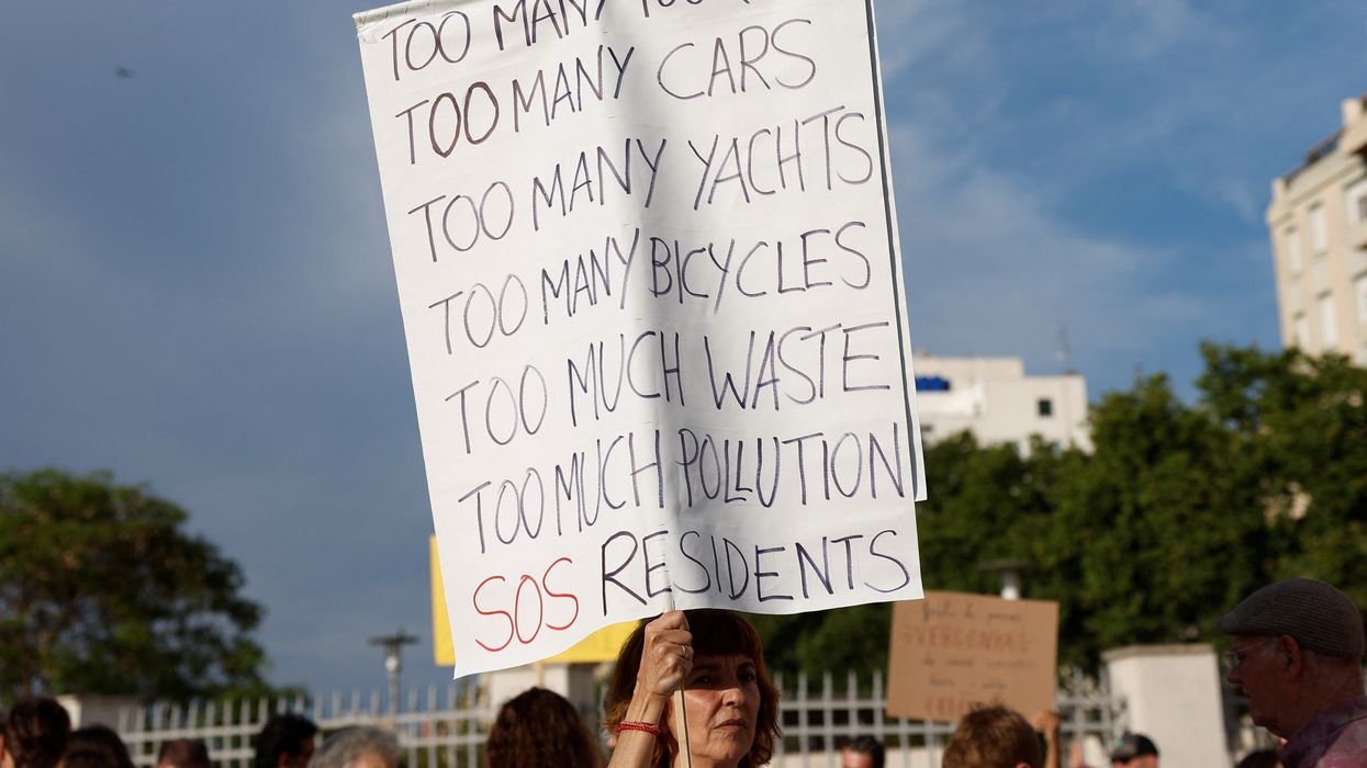 Protester holding a sign in Palma