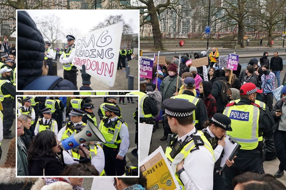Protesters and counter-protesters clashed outside the art gallery
