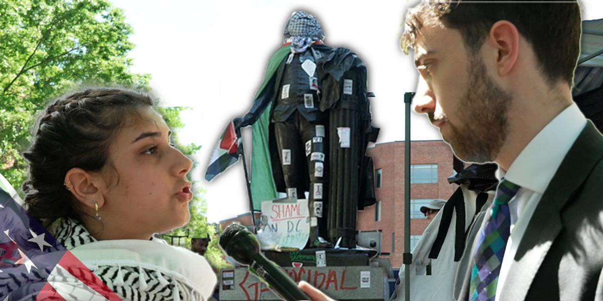 NextImg:WATCH: Moment pro-Gaza protesters attempt to shut down GB News from speaking to students