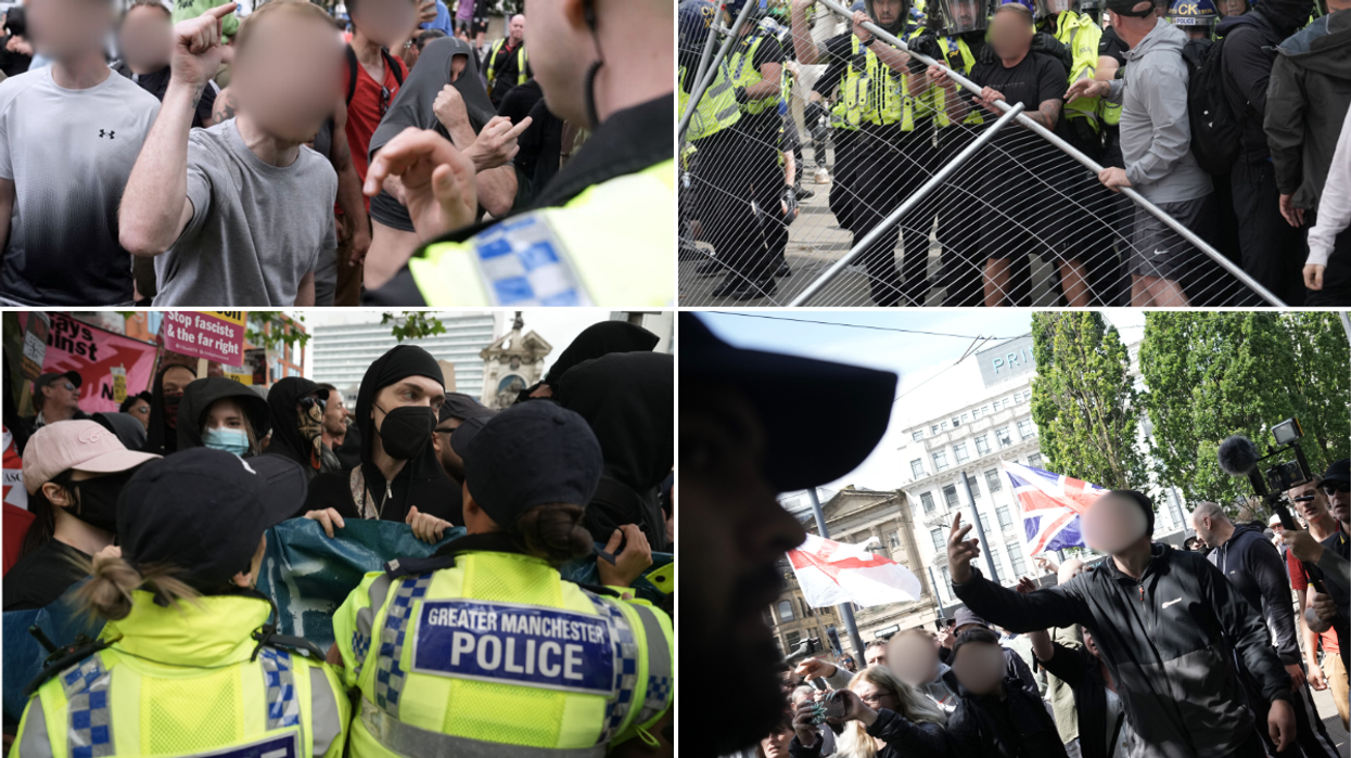 Chants of 'England till I die' as protesters and counter protesters take to the streets in Manchester