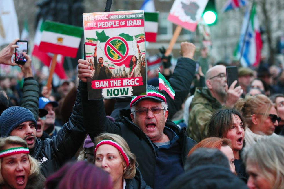 Protesters demanding the proscription of the IRGC