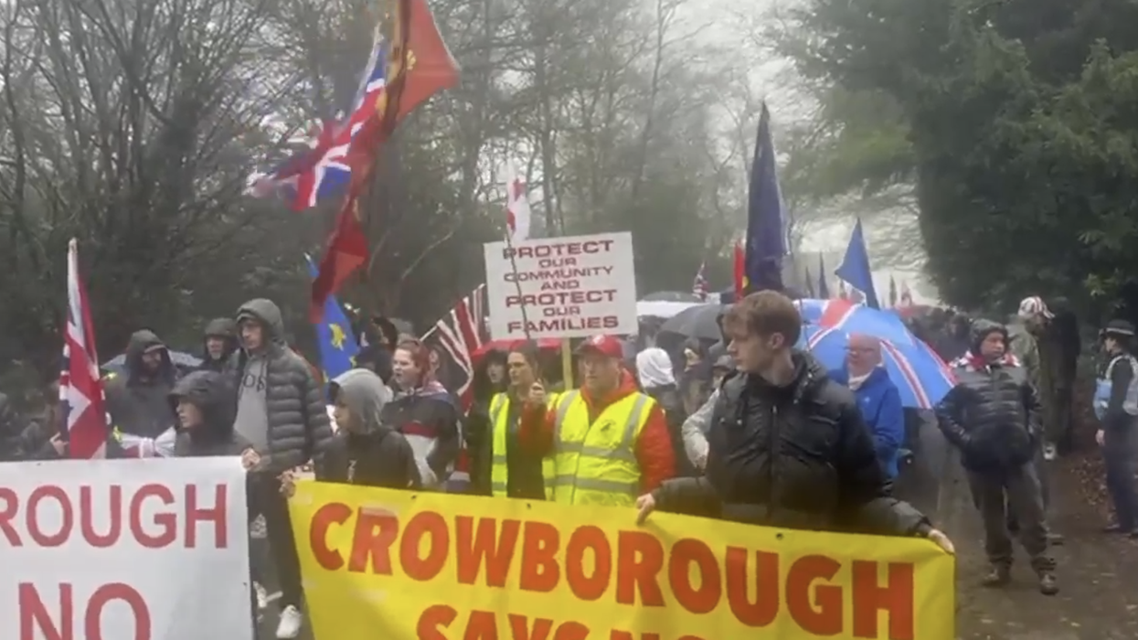 Protesters descended on the site