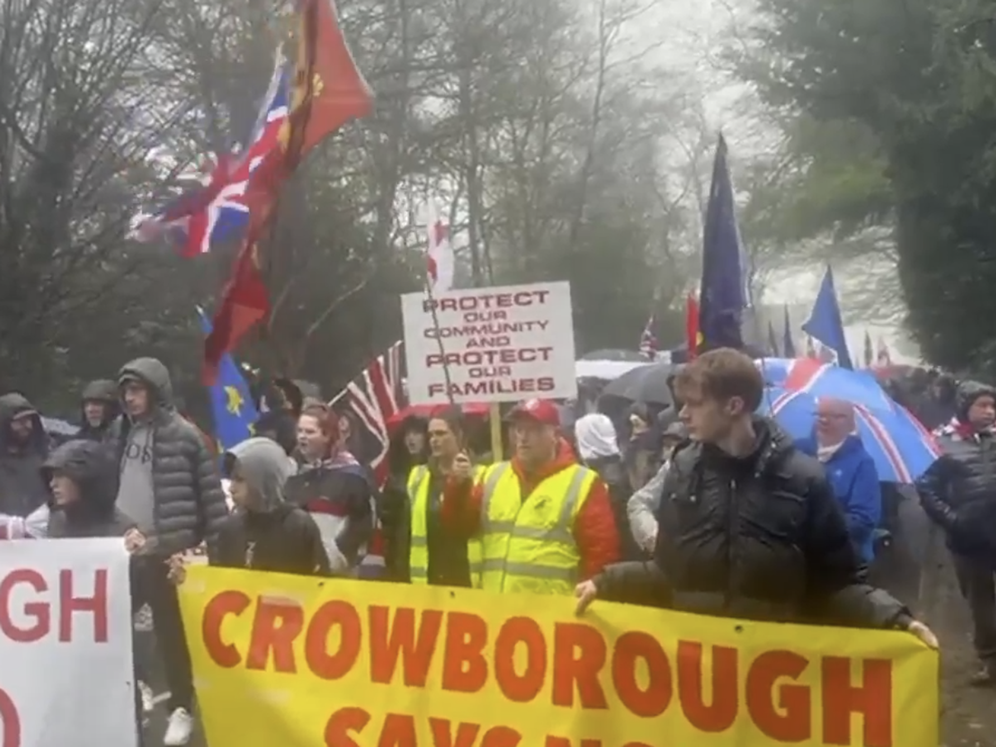 Protesters descended on the site