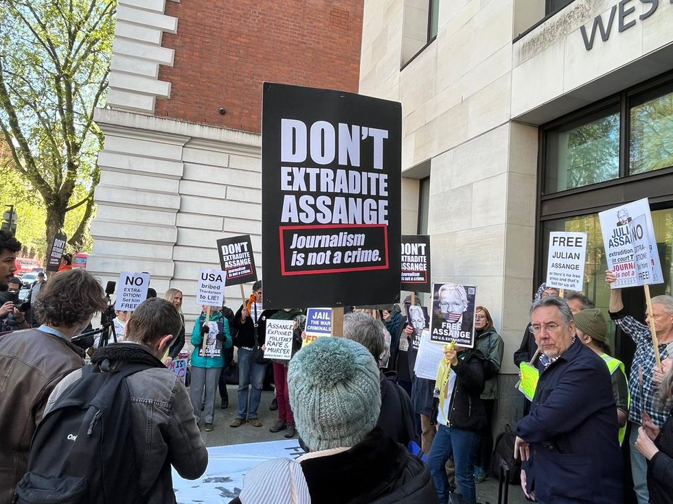 Protesters gather in Westminster