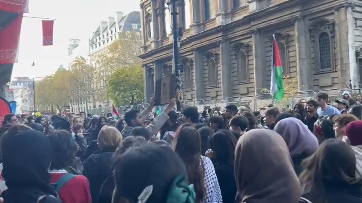 Protesters gathered outside King's College London