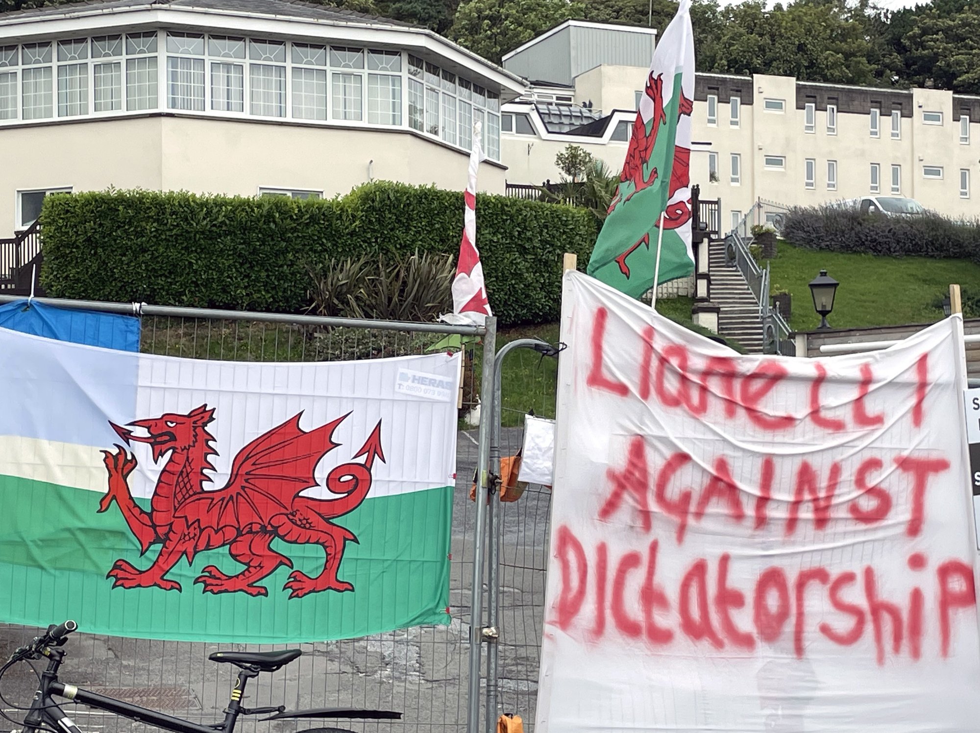 Protesters have demonstrated outside the hotel since May