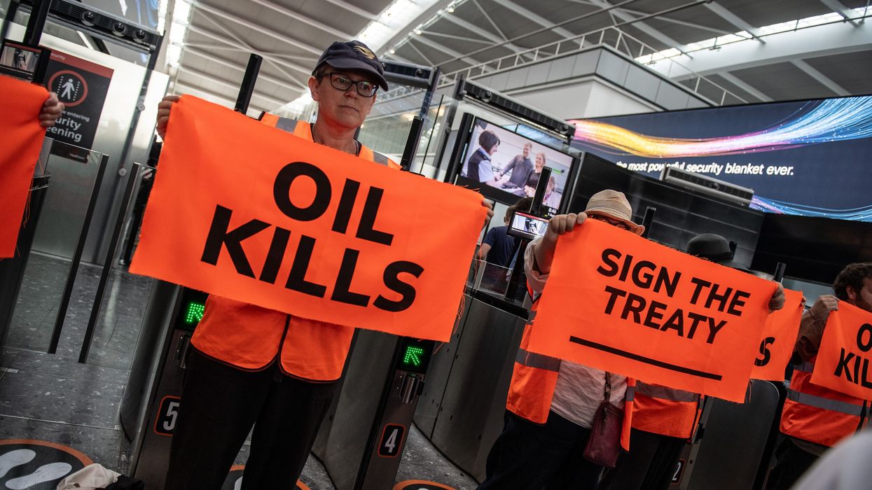 Protesters held up the signs 