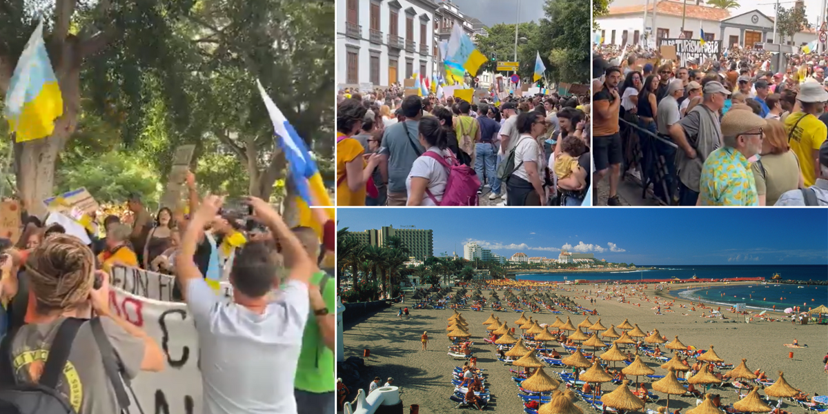 NextImg:Anti-tourist protesters descend on Tenerife as 130,000 demand Britons go home