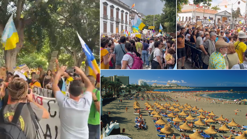Protesters in Tenerife/Tenerife beach