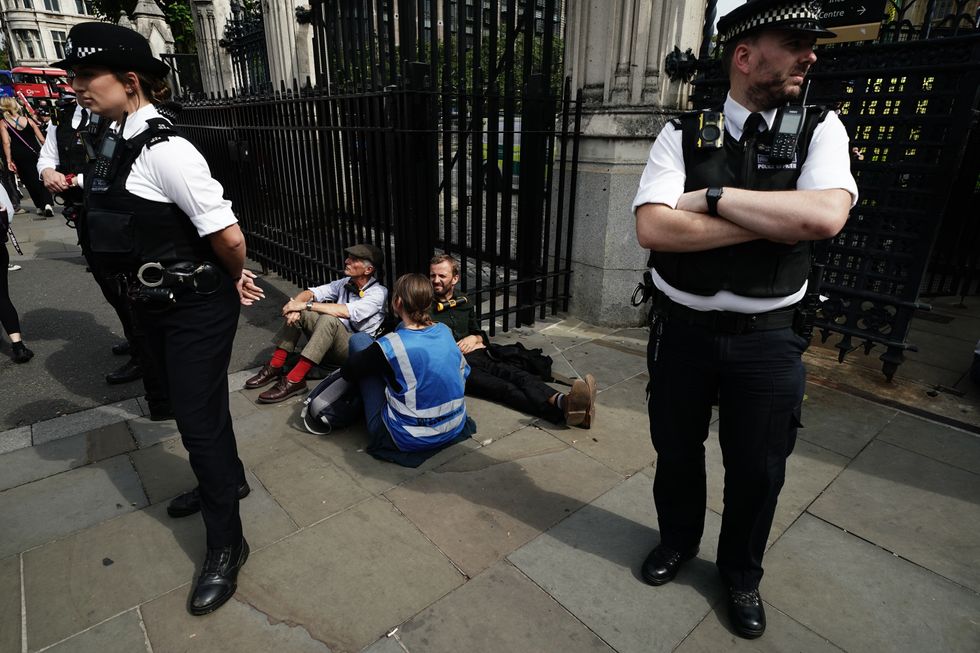 Protesters outside Parliament