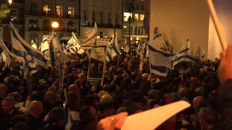 Protesters outside the BBC headquarters