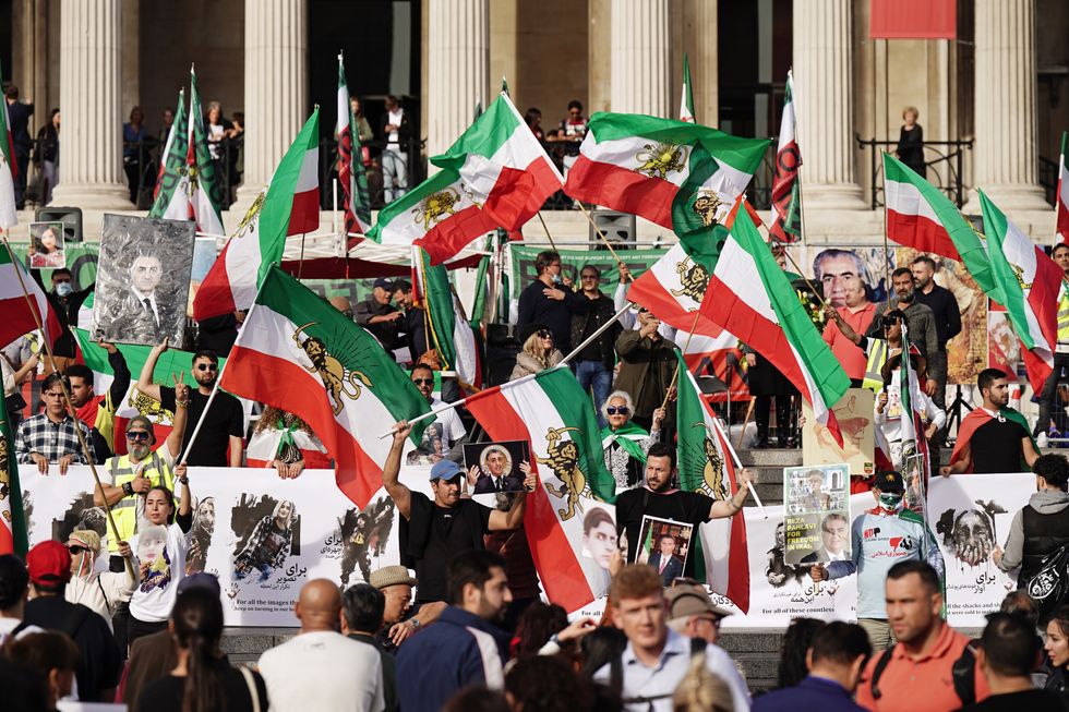 Protesters take to Trafalgar Square following the death of Mahsa Amini.