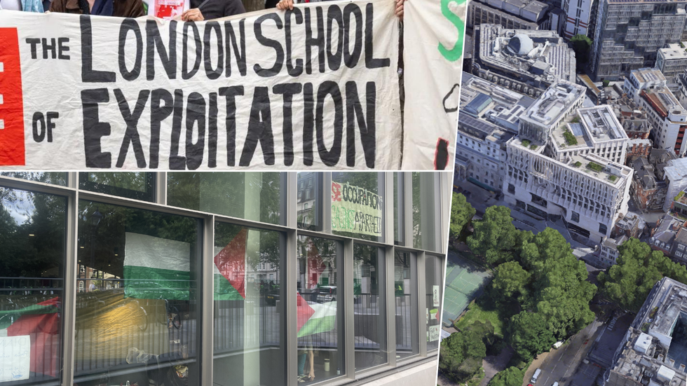 Protesting students/banners/Marshall building