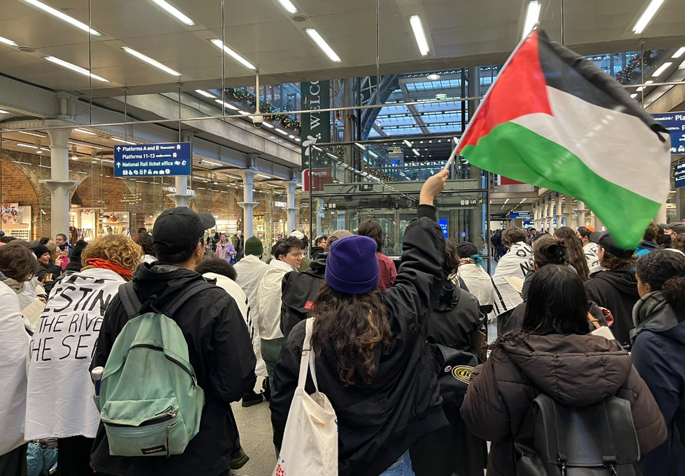 Protestors at St Pancreas