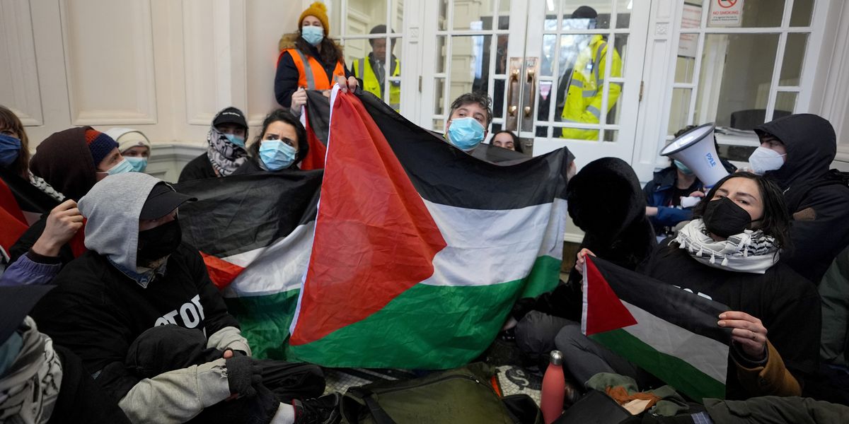 NextImg:Pro-Palestine protestors occupy Government department calling on UK to 'stop arming Israel'