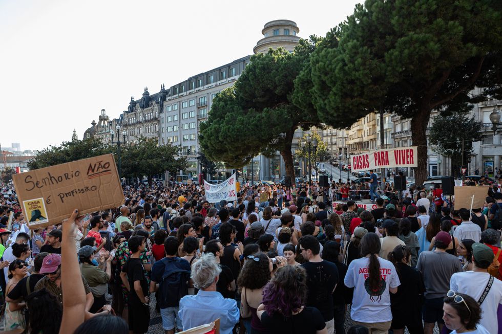 Protestors in Portugal