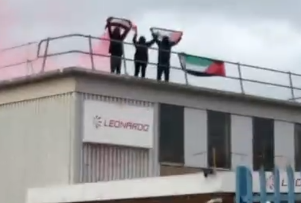 Protestors on a Roof