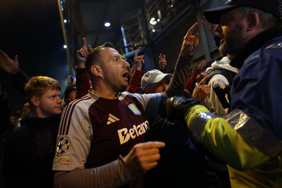 Protests broke out around the outside of Villa Park