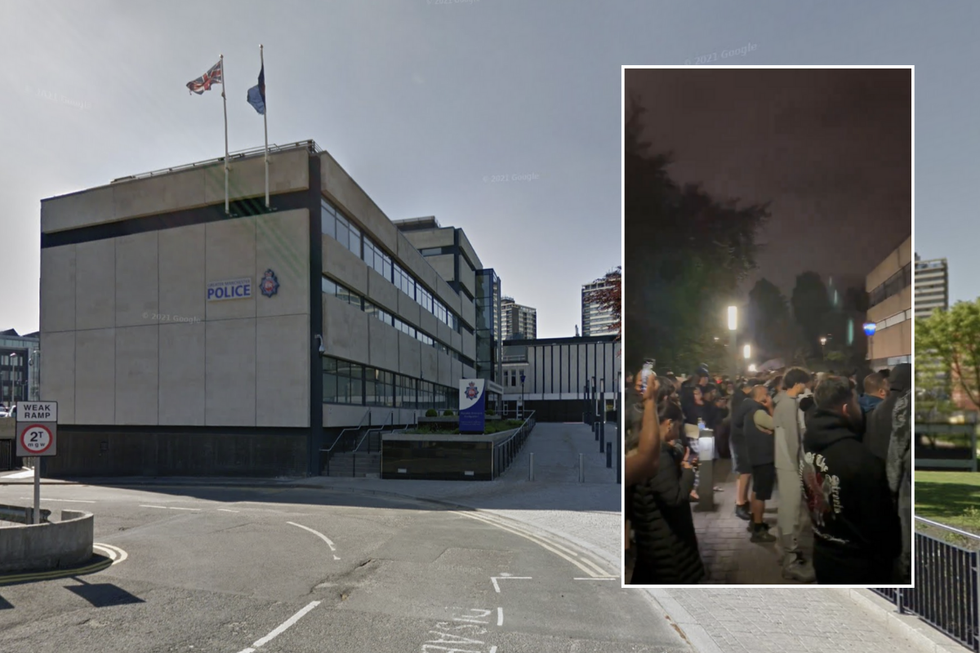 Protests gathered outside Rochdale Police Station
