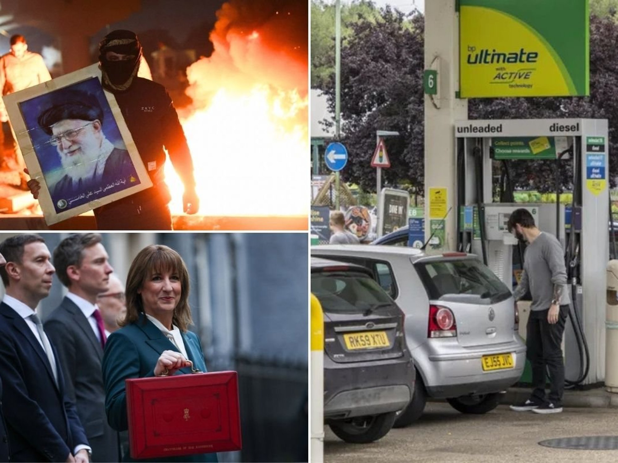 Protests in Iran, Chancellor Rachel Reeves and a petrol station