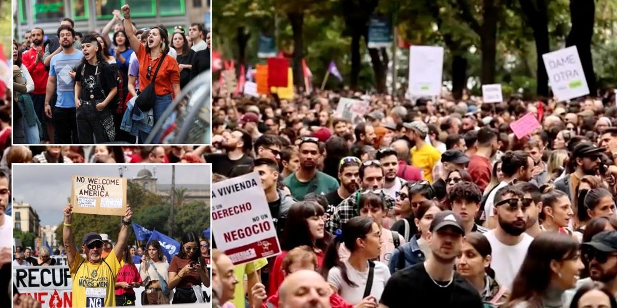 NextImg:Thousands of Spanish protesters take to the streets as they rage at tourism takeover