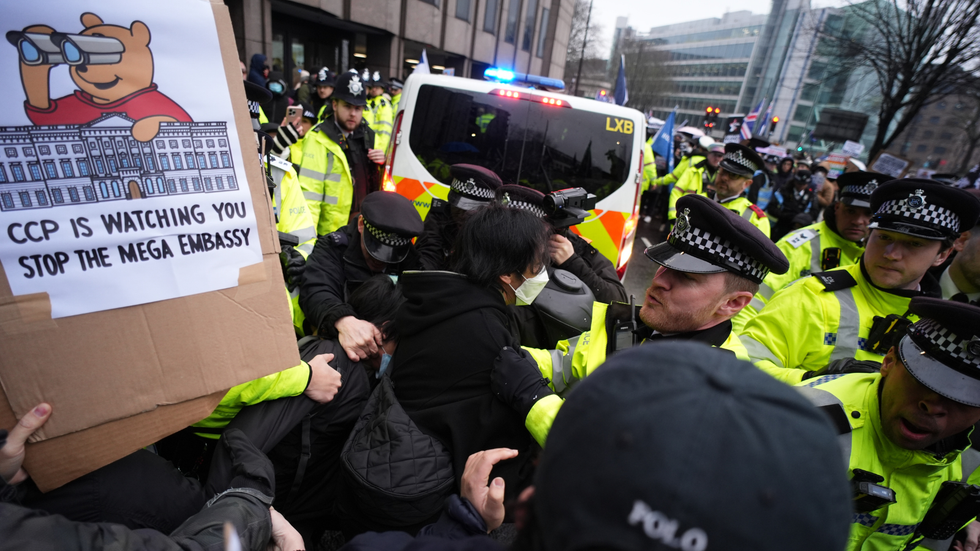 Protests outside Chinese embassy site