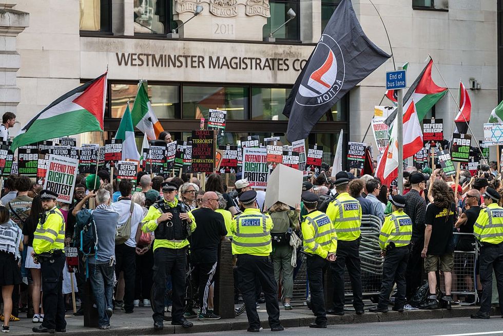 Protests outside court