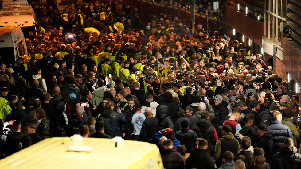 Protests outside Villa Park
