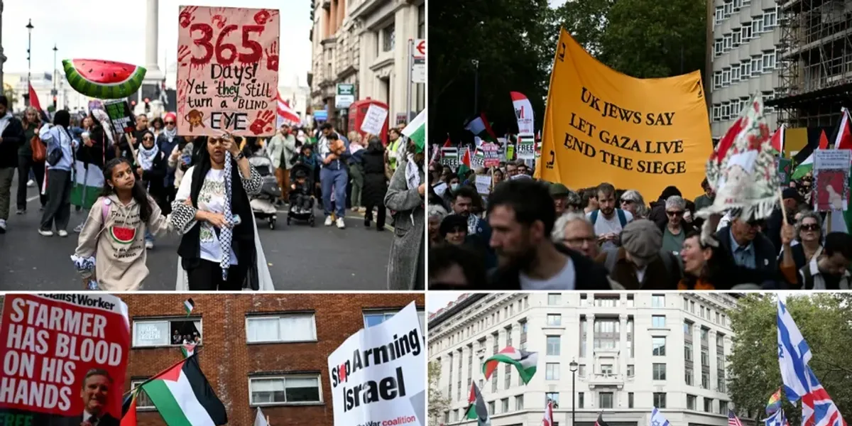 NextImg:London protest: At least 15 arrests made as tens of thousands pro-Palestine protesters take over