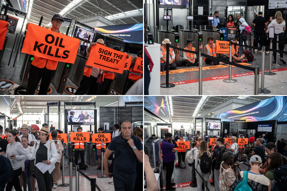 Protests were held at Heathrow this morning\u200b