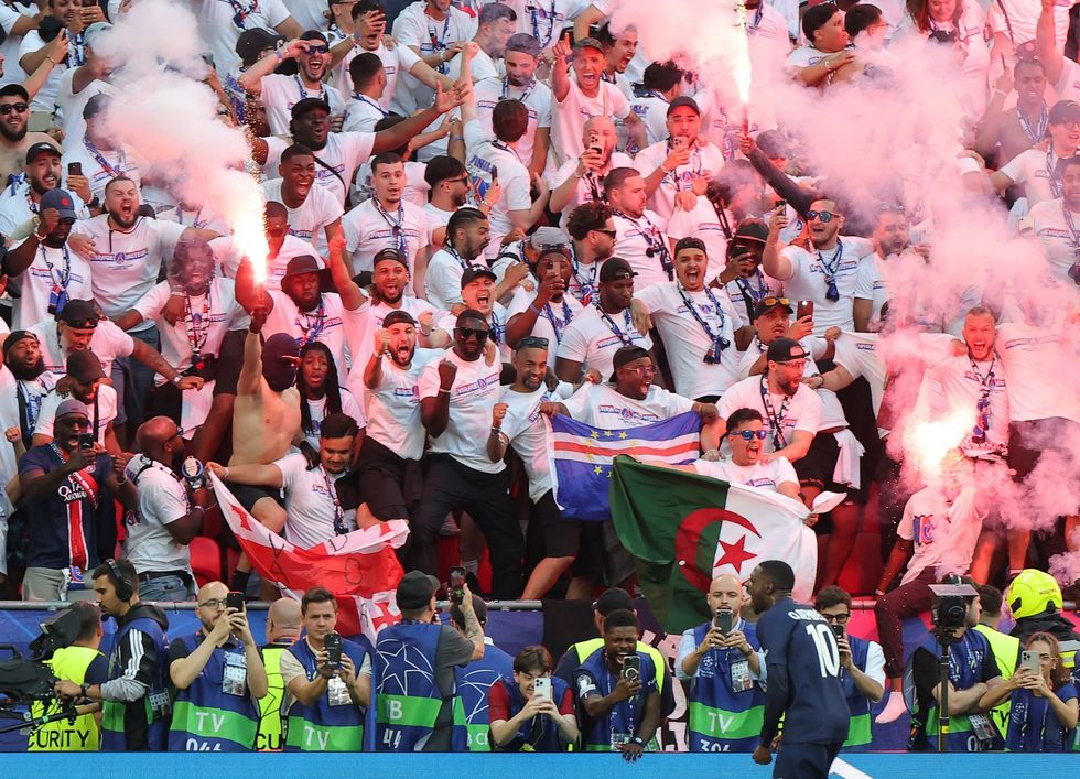 PSG fans celebrated wildly after Ousmane Dembele's goal