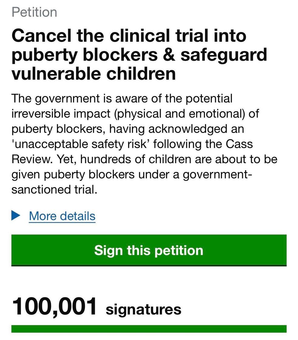 Puberty blocker petition