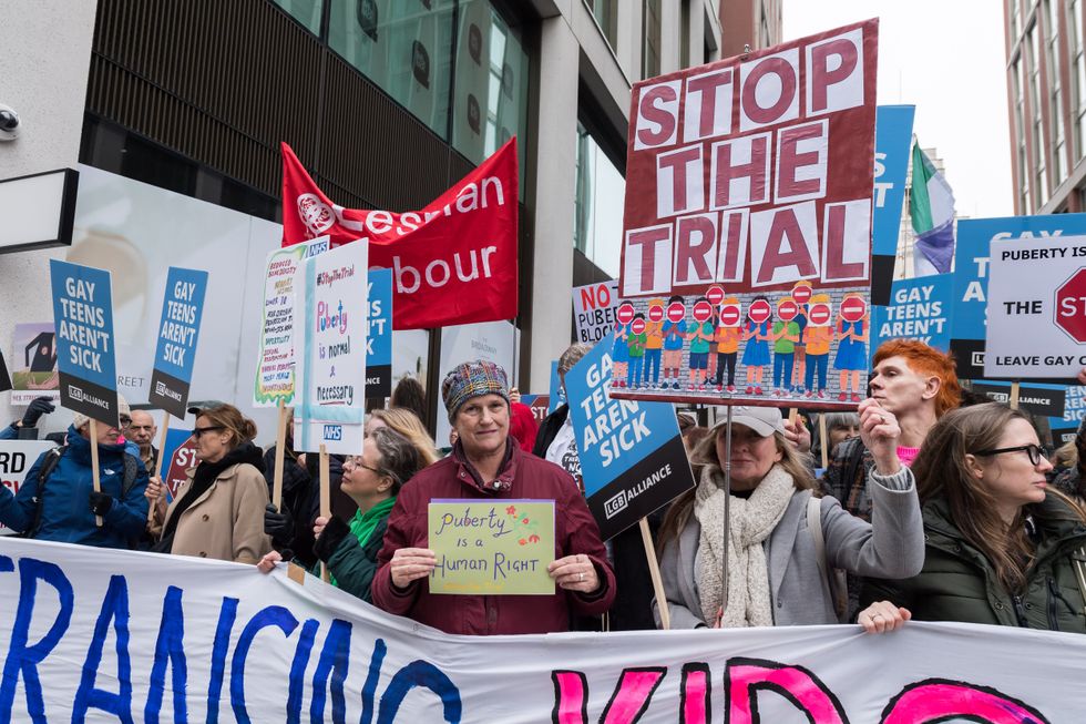 Puberty blocker protestors