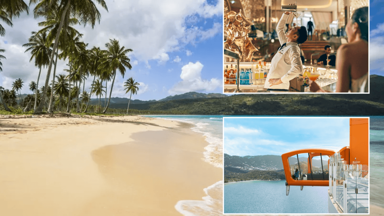 Puerto Rico beach / Celebrity Cruises magic carpet / bar