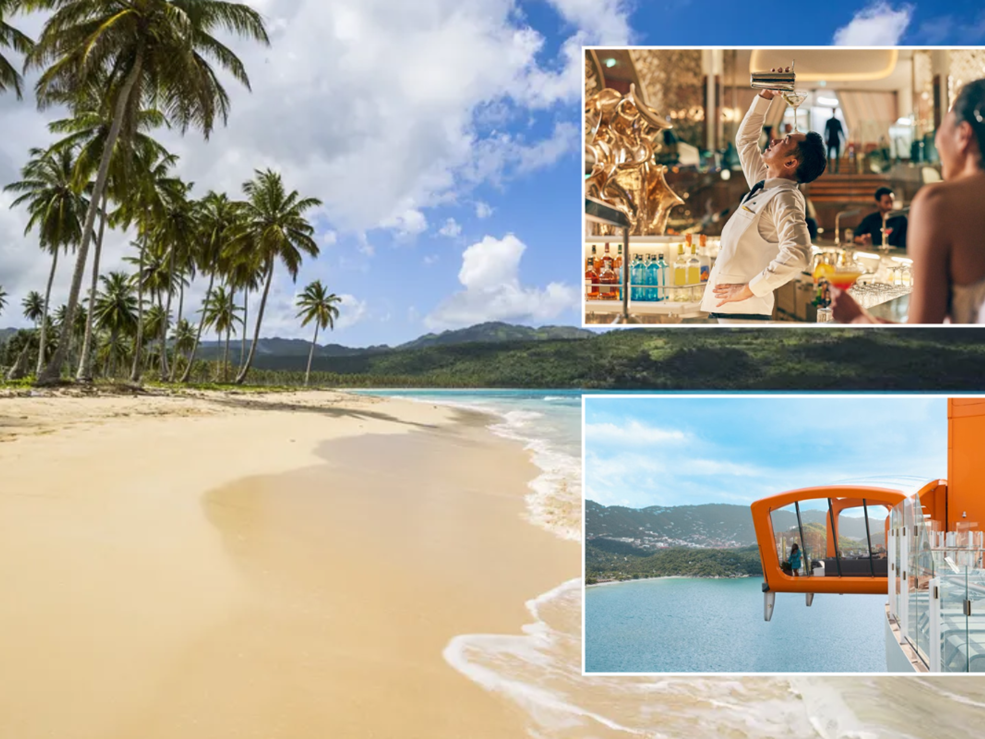 Puerto Rico beach / Celebrity Cruises magic carpet / bar